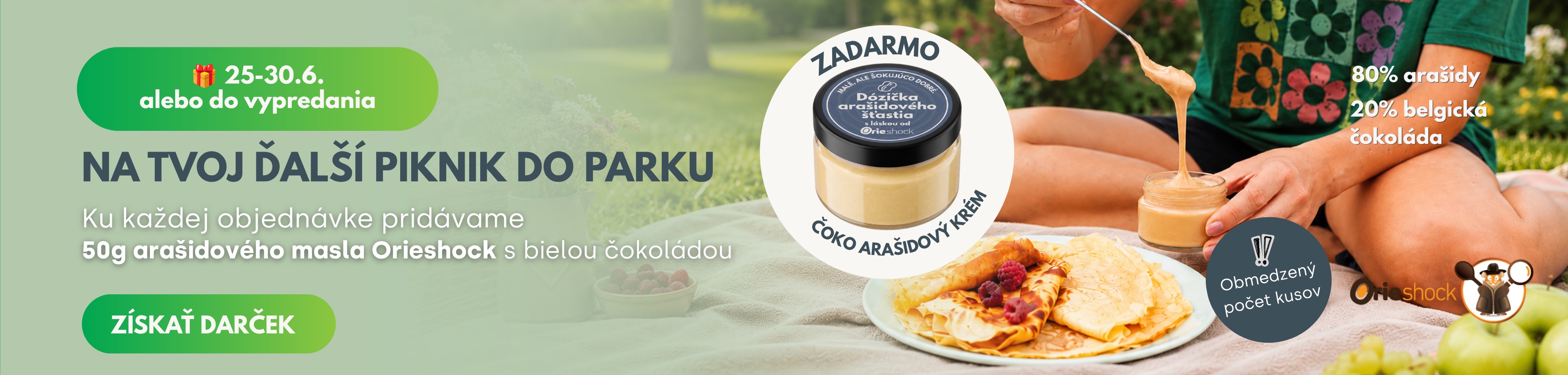 Home page banner - Darček ku každej objednávke - len 120 ks. 50g čoko arašidový krém Orieshock